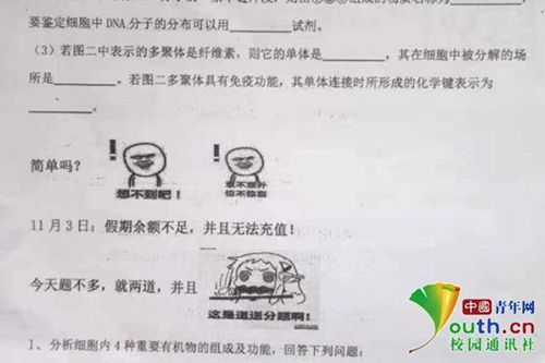 四川一高中现"表情包试卷" 老师:激发学生学习兴趣