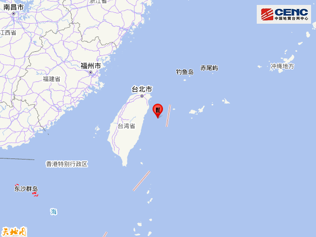 12日19时台湾花莲县海域发生42级地震震源深度24千米