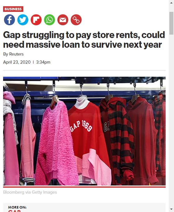 gap停发8万人工资 自2月份以来已损失70亿元人民币