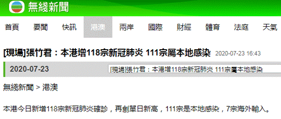 香港今日新增118例新冠确诊病例累计确诊2249例